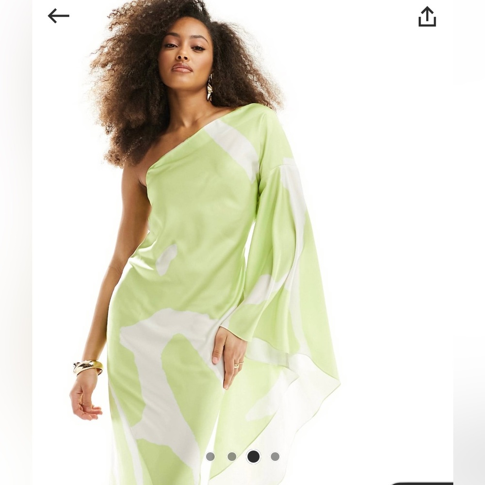 ASOS Design satin one shoulder flare sleeve maxi dress Size US 8